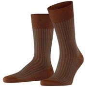 Falke Oxford Stripe Socks - Terracotta Brown