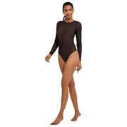Falke Private String-bodysuit met doorschijnende lijnen - Zwart