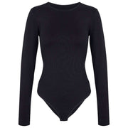 Falke tijdloze katoenen korte bodysuit met ronde hals - zwart