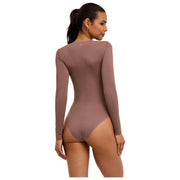 Falke Tijdloze katoenen korte bodysuit met ronde hals - Milkshake Brown