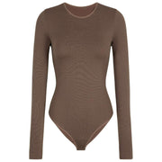 Falke Tijdloze katoenen korte bodysuit met ronde hals - Milkshake Brown