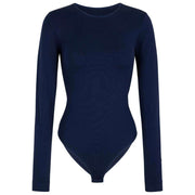 Falke tijdloze katoenen korte bodysuit met ronde hals - ruimteblauw