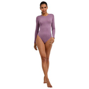 Falke Tijdloze katoenen stringbodysuit met ronde hals - Magnolia Lila