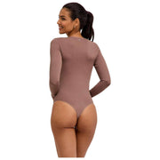 Falke tijdloze katoenen bodysuit met ronde hals en string - Milkshake Brown
