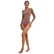 Falke tijdloze katoenen bodysuit met ronde hals en string - Milkshake Brown