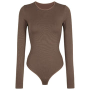 Falke tijdloze katoenen bodysuit met ronde hals en string - Milkshake Brown