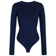 Falke tijdloze katoenen bodysuit met ronde hals en string - ruimteblauw