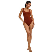 Falke tijdloze katoenen tankshort bodysuit - Mink Brown