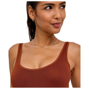 Falke tijdloze katoenen tankshort bodysuit - Mink Brown