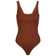 Falke tijdloze katoenen tankshort bodysuit - Mink Brown