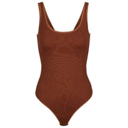 Falke Tijdloze katoenen tankstringbodysuit - Mink Brown