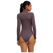 Falke tijdloze katoenen korte bodysuit met col en col - ijzergrijs