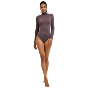 Falke tijdloze katoenen korte bodysuit met col en col - ijzergrijs