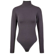 Falke tijdloze katoenen korte bodysuit met col en col - ijzergrijs