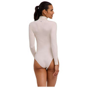 Falke Tijdloze katoenen korte bodysuit met col en col - Parelwit