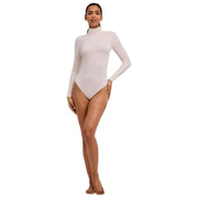 Falke Tijdloze katoenen korte bodysuit met col en col - Parelwit