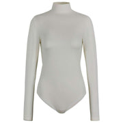 Falke Tijdloze katoenen korte bodysuit met col en col - Parelwit