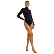 Falke Tijdloze katoenen stringbody met col met col - Zwart