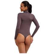 Falke tijdloze katoenen stringbody met col met col - ijzergrijs