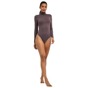 Falke tijdloze katoenen stringbody met col met col - ijzergrijs