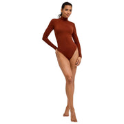 Falke Tijdloze katoenen stringbody met col en col - Mink Brown