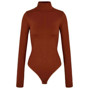 Falke Tijdloze katoenen stringbody met col en col - Mink Brown