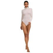 Falke Tijdloze katoenen stringbody met col en col - Parelwit