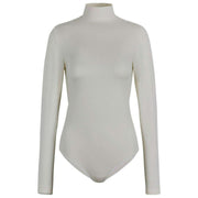 Falke Tijdloze katoenen stringbody met col en col - Parelwit