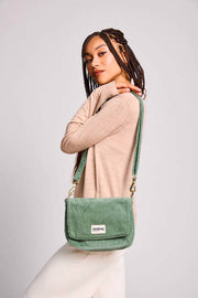 Hindbag Margault Schoudertas - Fluweel Mintgroen