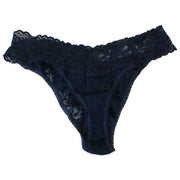 Hanky Panky 3-pack kenmerkende kanten strings met lage taille - Blozend roze/marineblauw/Celeste blauw