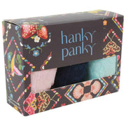 Hanky Panky 3-pack originele Rise strings met handtekening kant - Blozend roze/marineblauw/Celeste blauw