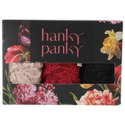 Hanky Panky Signature Lace 3-pack Original Rise Strings - Chai/zwart/donker granaatappel