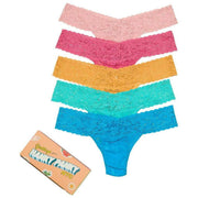 Hanky Panky Signature Lace Low Rise Matchbox 5-pack string - Rozewaterroze/Napels/Ginger/Seafoam Blue