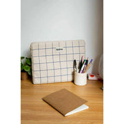 Hindbag Ava Kleine 13inch Laptoptas - Gebroken Wit/Blauw Geruit