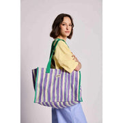Hindbag Claude Tote Bag - Groen/Parma Strepen