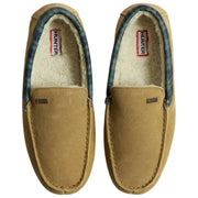 Hunter mocassin pantoffel met tartan kraag - natuurlijk beige