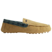 Hunter mocassin pantoffel met tartan kraag - natuurlijk beige