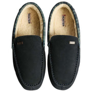 Hunter mocassin pantoffel met tartan kraag - marineblauw