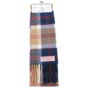 Ingles Buchan Bannockbane lamswollen sjaal - beige/blauw/wit