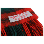 Ingles Buchan Kerr lamswollen sjaal - rood/groen/zwart