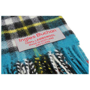 Ingles Buchan Thomson blauwe lamswollen sjaal - blauw/zwart/geel