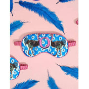 Jessica Russell Flint O voor Struisvogel Zijden Oogmasker - Blauw/Roze/Zwart