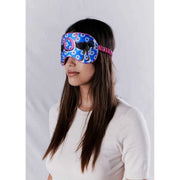 Jessica Russell Flint O voor Struisvogel Zijden Oogmasker - Blauw/Roze/Zwart