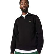 Lacoste Half Zip Stand Up Collar Cotton Sweatshirt - Black