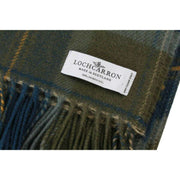 Locharron of Scotland Borders Schotse Borderland lamswollen deken - olijfgroen/marineblauw