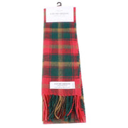 Locharron of Scotland Bowhill Maple Leaf Lambswool Tartan Scarf - Green/Red/Yellow