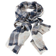 Locharron of Scotland Brock Bannockbane Luxury Fine Wool Stole - Navy/Cream/Beige