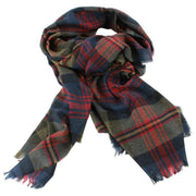 Locharron of Scotland Brock Logan moderne luxe sjaal - marineblauw/olijfgroen/rood