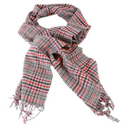 Locharron of Scotland Darwin Boleside Tartan Oversized Lambswool Scarf - Red/Black/White