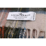 Locharron of Scotland Darwin Stewart Dress lamswollen sjaal - crème/olijfgroen